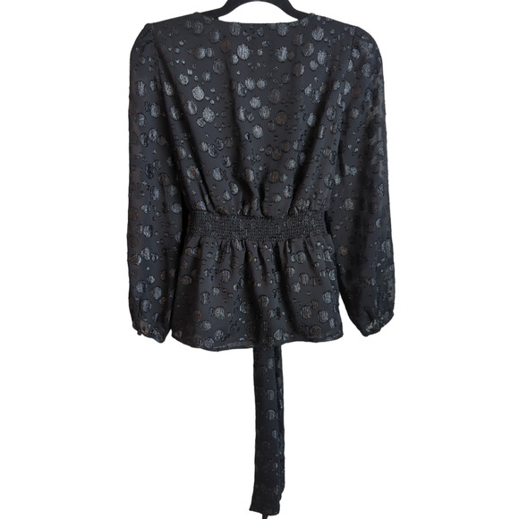 J. Crew Tie-waist V-neck top in metallic dot jacquard size S - Picture 3 of 6